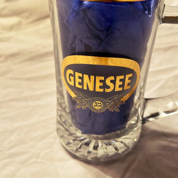 Vintage Genesee Beer Gold Rim Etched Flying Ducks Glass Mug Stein NEW Cond - Picture 4 of 7